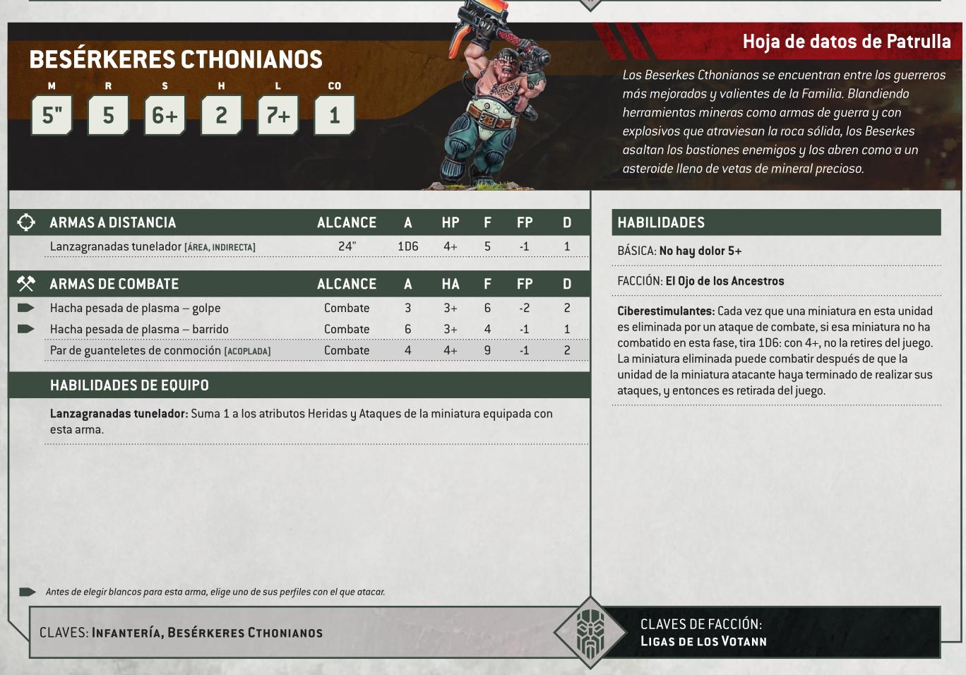 Miniatura Hoja de Datos Berserkers Cthonianos