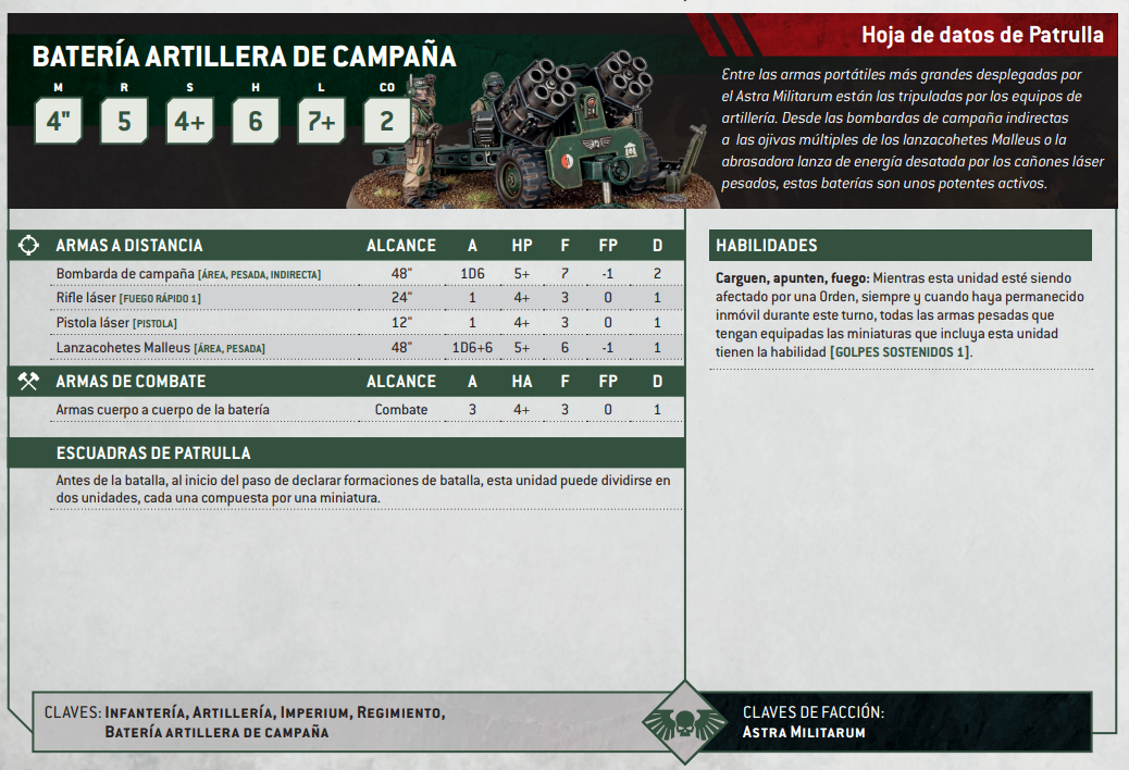 Miniatura Hoja de Datos Batería Artillera de Campaña