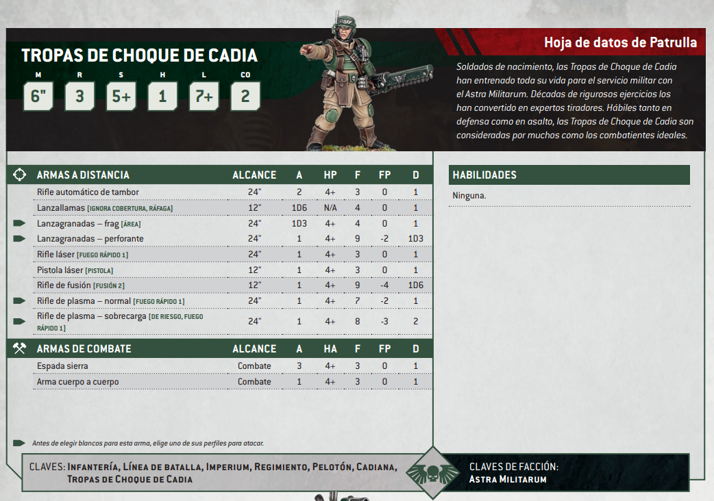 Miniatura Hoja de Datos Tropas de Choque de Cadia